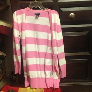 Pink and white striped cardigan