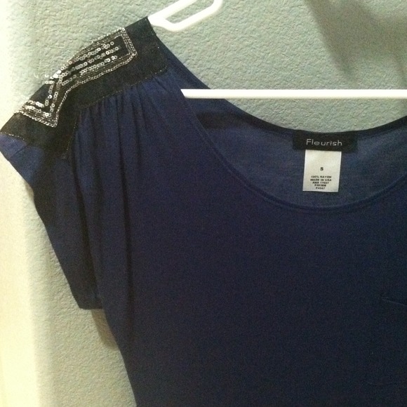 Purple top with shoulder embelishment