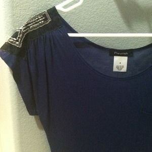 Purple top with shoulder embelishment