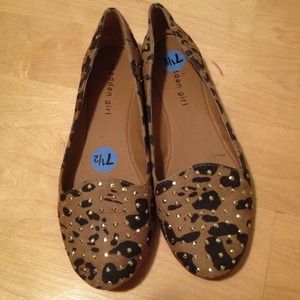 Leopard flats with gold accents