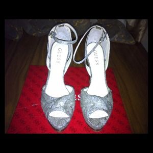 Guess Peep Toe Strap Heels Gold Beige. Bran New!