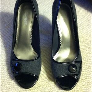 Wool and Patent Leather Pumps