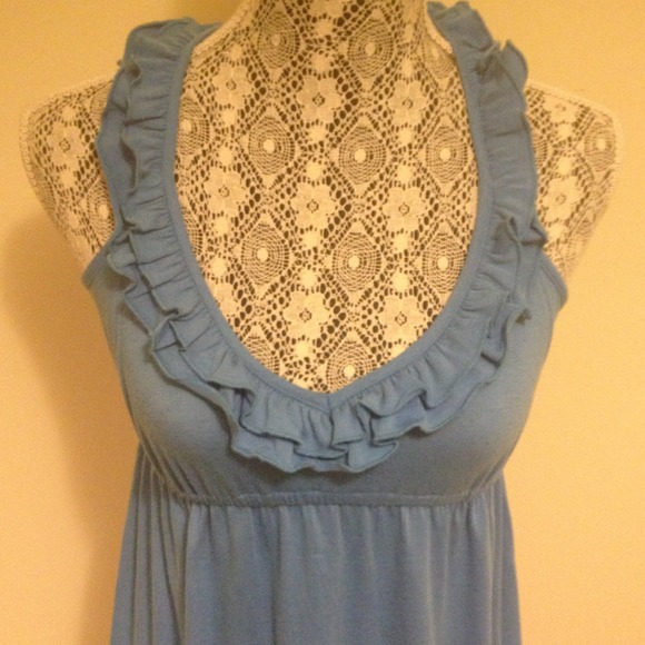 ⭐SOLD⭐Cute Light Blue Ruffle Dress  Tie Back - Picture 3 of 4