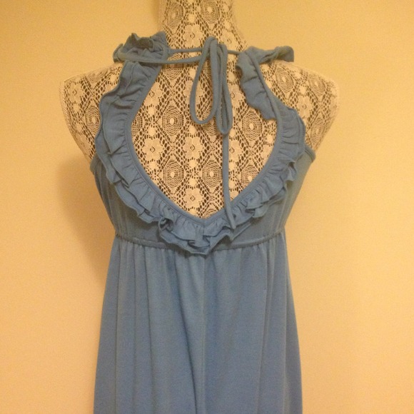 ⭐SOLD⭐Cute Light Blue Ruffle Dress  Tie Back - Picture 4 of 4