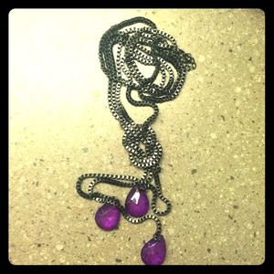Purple raindrop accented necklace