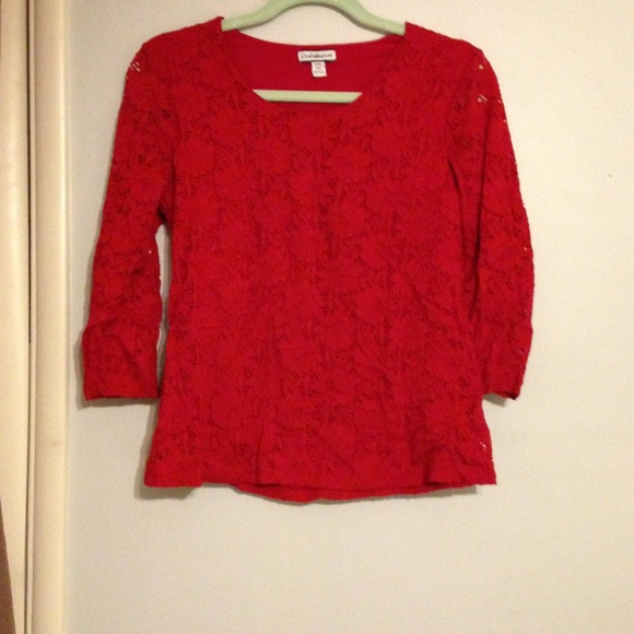 Croft & Barrow Petite Small Red Flowered Print Top