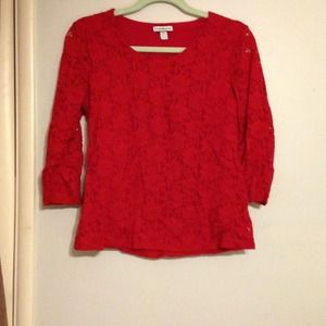 Croft & Barrow Petite Small Red Flowered Print Top