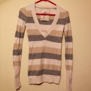 Hollister Striped V-neck Sweater