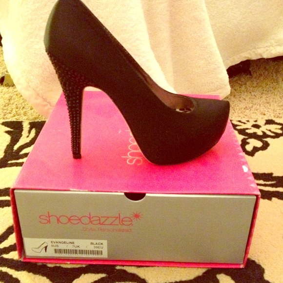 Evangeline black shoe with rhinestone heels!!!