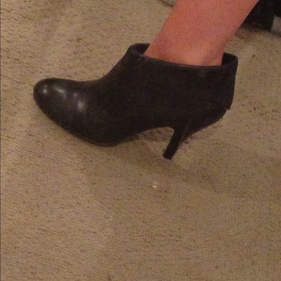 Black leather booties