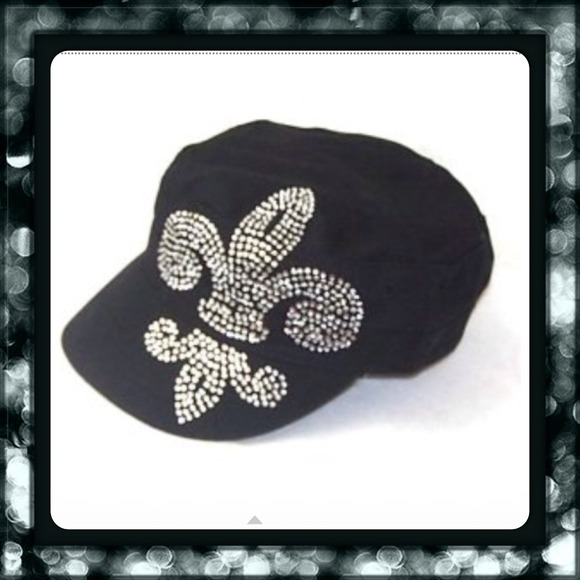 Fleur De Lis Rhinestone Flattop Hat