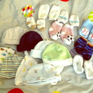 Bundle Baby boy socks & hats & baby gloves