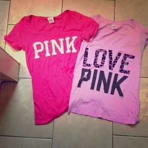 ON HOLD! Two Victoria's Secret pink tees on hold!