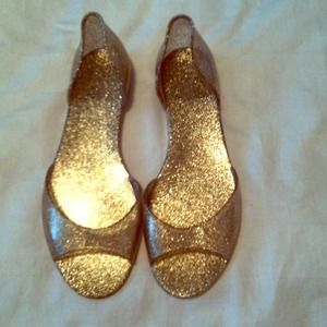 Jcrew gold glitter jelly flats