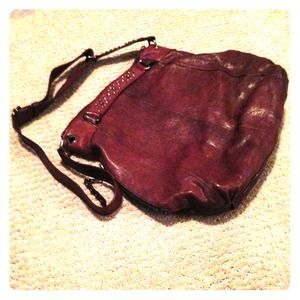 Banana Republic plum leather cross body tote