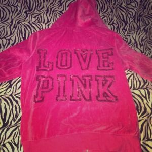 Hot pink VS velour zip-up