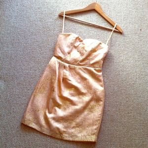 REDUCED Kimchi Blue Pink/Gold strapless dress
