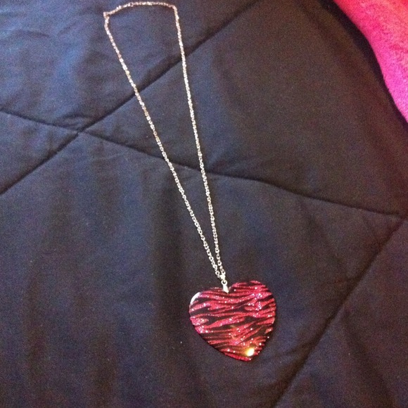Hot Pink Zebra Striped Heart - Picture 2 of 2