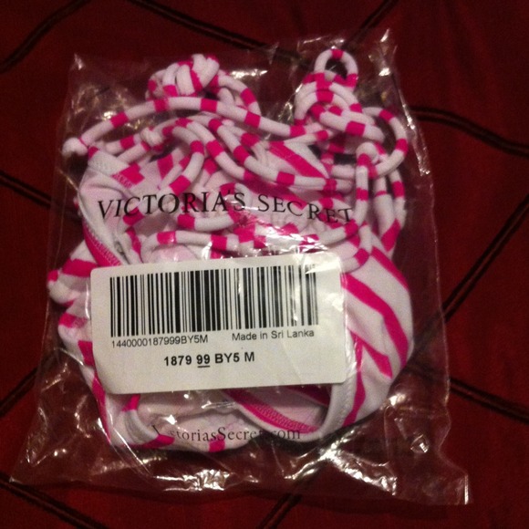 Victoria's Secret pink&white striped bikini NWOT