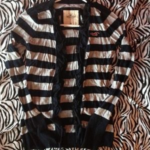 Hollister Grey and navy blue striped cardigan