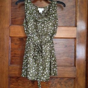 Green/brown/tan tie top with attached tan cami