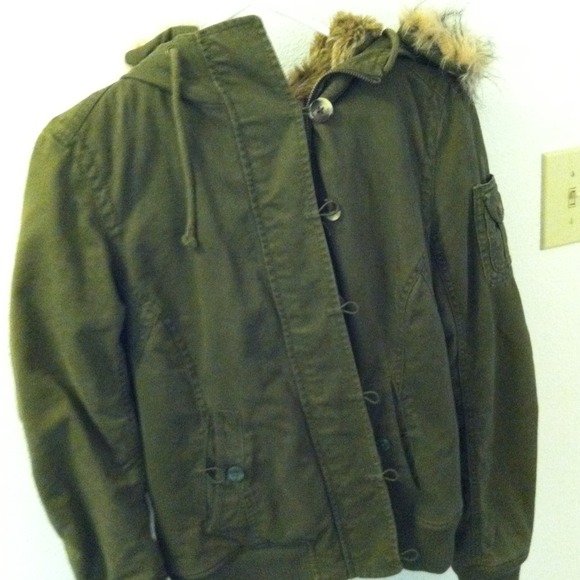 Warm fur navy  jacket!