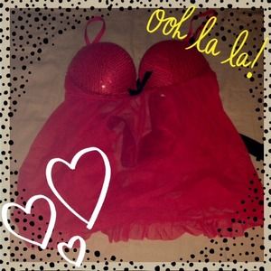 Red babydoll lingerie