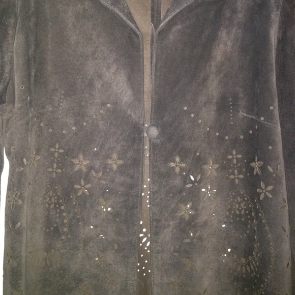 Suede Leather laser cut jacket - Picture 2 of 4