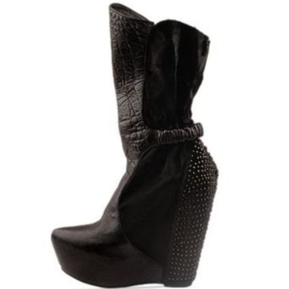 Jeffrey Campbell Zigmund Fur wedge boots