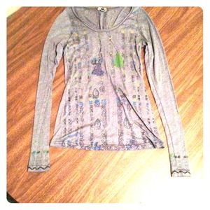 Free People Grey graphic tee