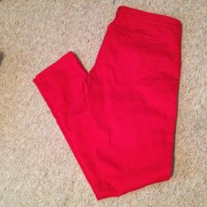Red skinny jeans