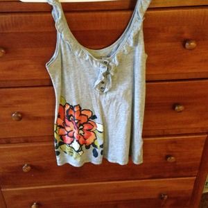 Gray hollister tank with ruffles and flower!