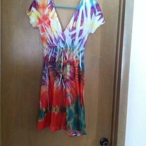 Tie dye orange short dress