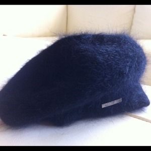 Black angora hat