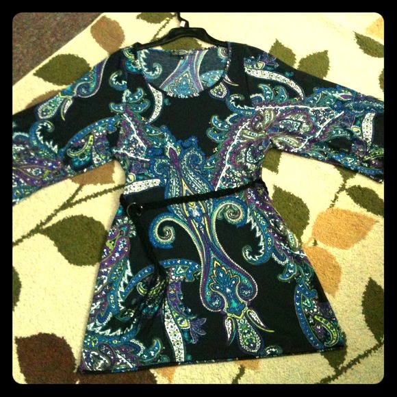 Brand new colorful black top dress.