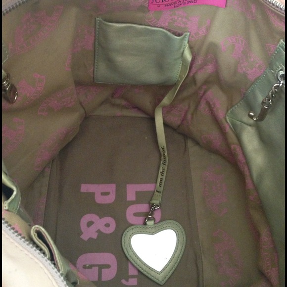 Juicy Couture Green Velour Leather Shopper Tote - Picture 3 of 4