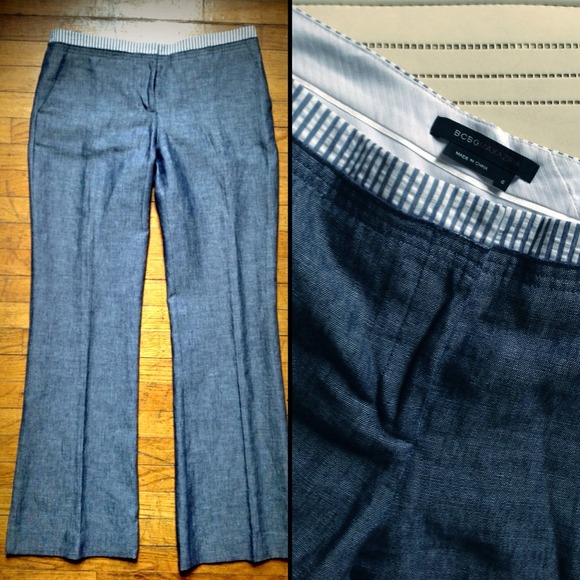 BCBG MaxAzaria Chambray Blue Trousers