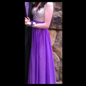 Purple and sequin prom gown