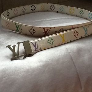 Louis Vuitton-inspired multi-colored monogram belt