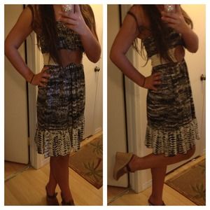 HOST PICK Strapless print crochet belt dress