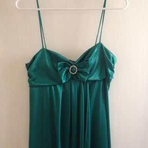 Green silk spaghetti strap dress. Size 4