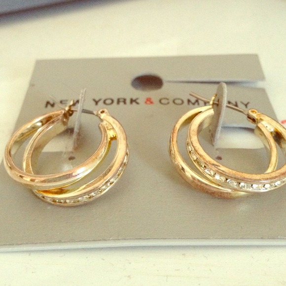 Gold diamond little hoops