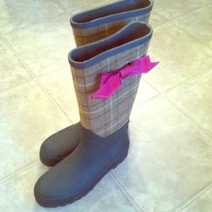 J Crew Wool Plaid Wellies Rainboots (size 9)