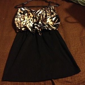 SOLD.  Wild Animal print strapless dress
