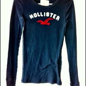 Long sleeve blue hollister shirt
