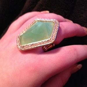 Mint green and gold ring