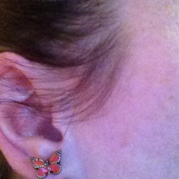 Three pair earring set. Owl, butterfly, and flower - Picture 2 of 4