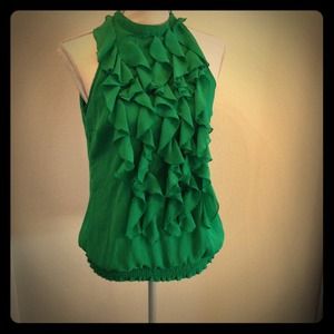 Green ruffle tank size S $8