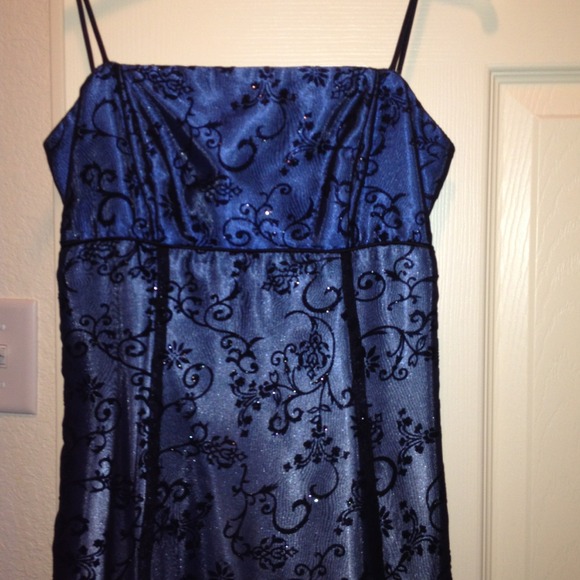 Blondie nites damask prom dress blue sz 3