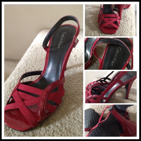 Maple Red patent sling shoes by  Calvin Klein - Picture 1 of 4